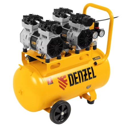 Компрессор безмасляный, малошумный Denzel DLS 1500/50, 1500 ВТ, 2x750, 50 л, 260 л/мин купить в Ханты-Мансийске