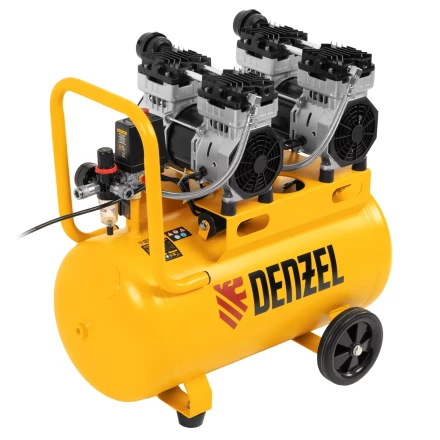 Компрессор безмасляный, малошумный Denzel DLS 1500/50, 1500 ВТ, 2x750, 50 л, 260 л/мин купить в Ханты-Мансийске
