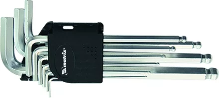 Набор ключей шестигранных имбусовых HEX 1.5–10 мм CrV 9 шт. удлиненные сатин с шаром MATRIX 11233 купить в Ханты-Мансийске