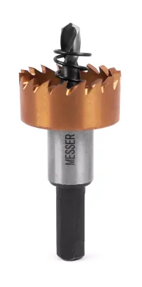 HSS-TiN коронка MESSER 27мм с центр. сверлом и толкающей пружиной для лист. материала до 2 мм ц/х