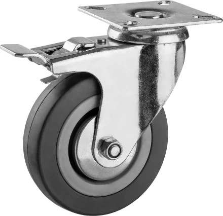 Колеса поворотные с тормозом из литой резины с полипропиленовым диском серия МАСТЕР купить в Ханты-Мансийске