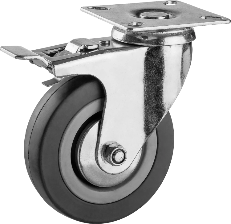 Колеса поворотные с тормозом из литой резины с полипропиленовым диском серия МАСТЕР купить в Ханты-Мансийске