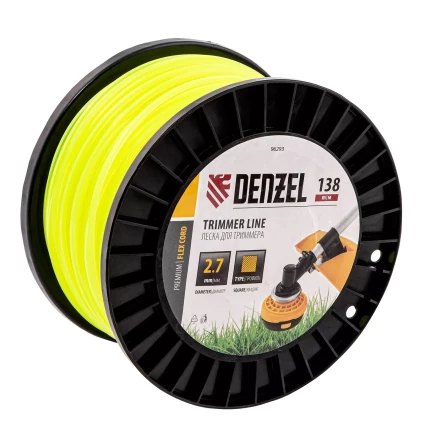 Леска для триммера квадрат Denzel, 2,7м х 138м, на DIN катушке FLEX CORD, 96293 купить в Ханты-Мансийске
