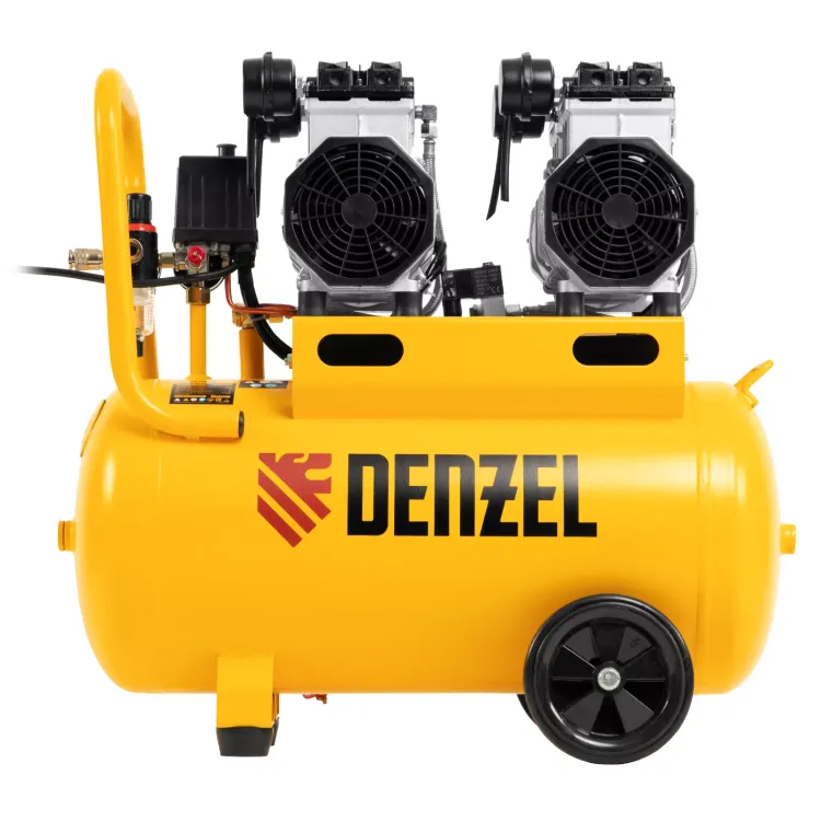 Компрессор безмасляный, малошумный Denzel DLS 2200/50, 2200 Вт, 2x1100, 50 л, 380 л/мин купить в Ханты-Мансийске