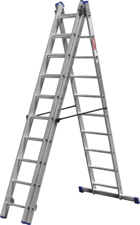 Лестница ЗУБР универсальная, трехсекционная со стабилизатором, 10 ступеней 38831-10 купить в Ханты-Мансийске