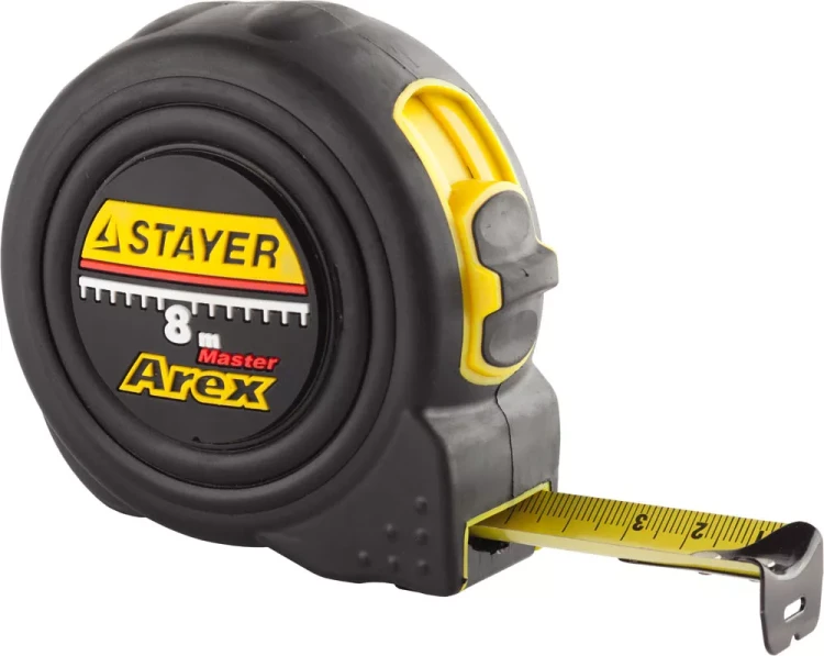 Рулетка STAYER "PROFI" "AREX", двухкомпонентный противоударный корпус, упрочненное полотно, 8м/25мм 3410-08_z01 купить в Ханты-Мансийске