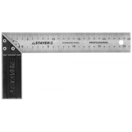 Угольник STAYER &quot;PROFI&quot; столярный, гравированная шкала, нержавеющее полотно 37мм, 250мм 3431-25_z01 купить в Ханты-Мансийске