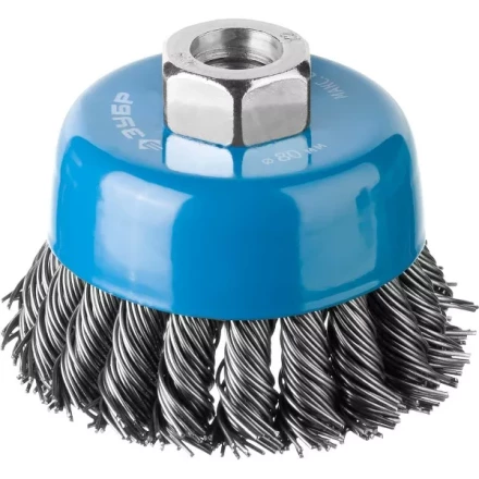 ЗУБР "ПРОФЕССИОНАЛ". Щетка чашечная для УШМ, плетеные пучки стальной проволоки 0,8мм, 80ммхМ14 35277-080_z02 купить в Ханты-Мансийске