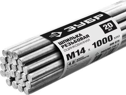 ЗУБР DIN 975, кл. пр. 4.8, М14 х 1000 мм, цинк, 20 шт, резьбовая шпилька (30330-14-1) купить в Ханты-Мансийске