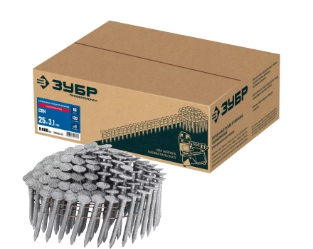 ЗУБР CRN 25 х 3.1 мм, барабанные гвозди кровельные оцинкованные, 9000 шт (305385-25) купить в Ханты-Мансийске