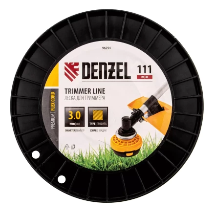 Леска для триммера квадрат Denzel, 3,0мм х 111м, на DIN катушке FLEX CORD, 96294 купить в Ханты-Мансийске