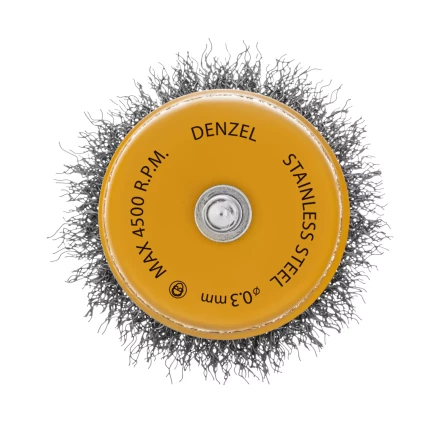 Щетка для дрели, 65 мм, Чашка, со шпилькой , нержавеющая витая проволока Denzel 744613 купить в Ханты-Мансийске