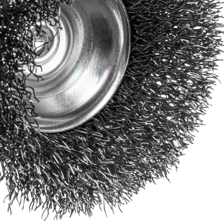 Щетка для дрели, 65 мм, Чашка, со шпилькой , нержавеющая витая проволока Denzel 744613 купить в Ханты-Мансийске