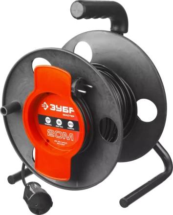 Удлинитель ЗУБР &quot;МАСТЕР&quot; на катушке, ПВС 2х0,75кв мм, 1 гнездо, макс мощн 1300Вт, 20м 55075-20 купить в Ханты-Мансийске