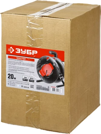 Удлинитель ЗУБР &quot;МАСТЕР&quot; на катушке, ПВС 2х0,75кв мм, 1 гнездо, макс мощн 1300Вт, 20м 55075-20 купить в Ханты-Мансийске