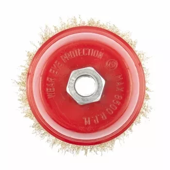 Щетка для УШМ 75 мм М14 чашка латунированная витая проволока MATRIX 74604 купить в Ханты-Мансийске