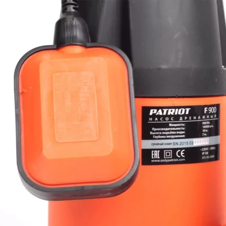 Насос дренажный для грязной воды F 900 PATRIOT купить в Ханты-Мансийске