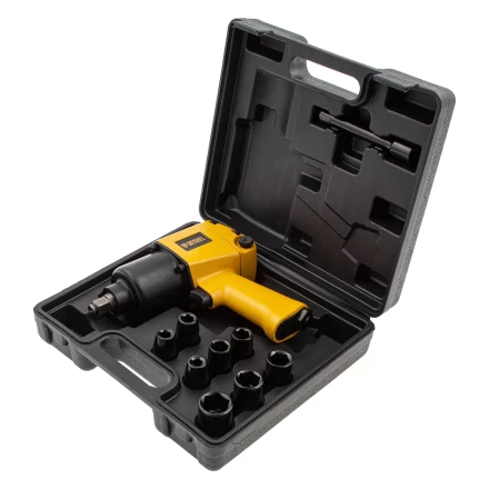 Ударный пневмогайковерт IW860+набор головок, 1/2", 7000 об/мин, 868 Нм Denzel 57473 купить в Ханты-Мансийске