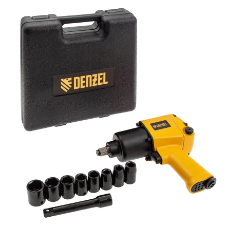 Ударный пневмогайковерт IW860+набор головок, 1/2", 7000 об/мин, 868 Нм Denzel 57473 купить в Ханты-Мансийске