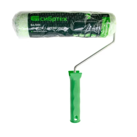 Валик &quot;Работы с древесиной&quot;, 250 мм, ворс 12 мм, D - 48 мм, D ручки - 6 мм, микроволокно Сибртех 80247 купить в Ханты-Мансийске