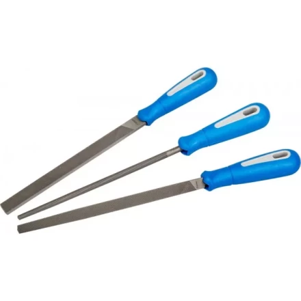 Набор ЗУБР: Напильники "ПРОФЕССИОНАЛ" с двухкомпонентной ручкой, плоский, трехгранный, круглый, №2, 200мм 16550-20-H3 купить в Ханты-Мансийске