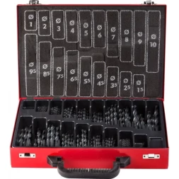 Набор ЗУБР "ТЕХНИК": Свёрла по металлу парооксидированных, быстрорежущая сталь, в мет. боксе, 1-10мм, шаг-0,5, 170 предм. 4-29605-H170-M