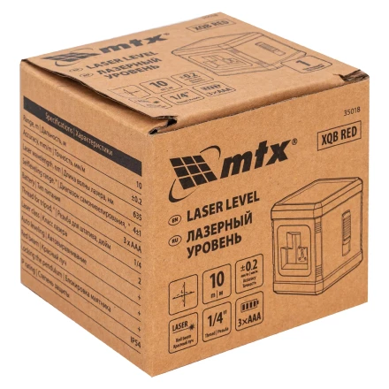 Лазерный уровень MTX XQB RED Basic SET, 10 м, красный луч, батарейки, резьба 1/4&quot; 35018 купить в Ханты-Мансийске
