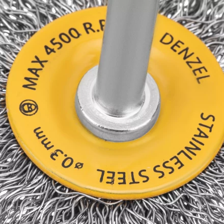 Щетка для дрели, 50 мм, Плоская, со шпилькой, нержавеющая витая проволока Denzel 744623 купить в Ханты-Мансийске