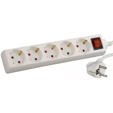Удлинитель СВЕТОЗАР электрический с заземлением и выключателем, с защитными шторками, евро, 5 гнезд,3м SV-55055-3 купить в Ханты-Мансийске