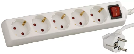 Удлинитель СВЕТОЗАР электрический с заземлением и выключателем, с защитными шторками, евро, 5 гнезд,3м SV-55055-3 купить в Ханты-Мансийске