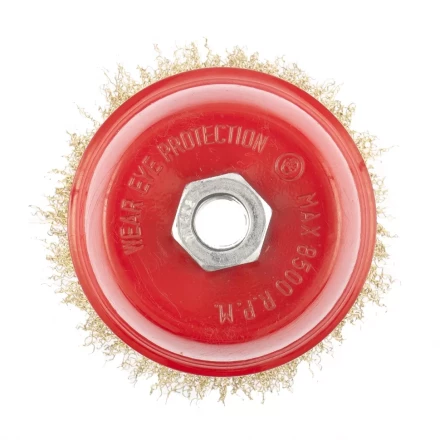 Щетка для УШМ, 125 мм, М14, "чашка", латунированная витая проволока  MATRIX 74606 купить в Ханты-Мансийске