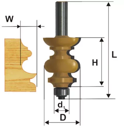 Фреза кромочная фигурная Ф381Х381 мм хвостовик 12 мм 46413 купить в Ханты-Мансийске