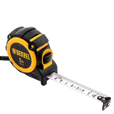 Рулетка Denzel 5м х 19мм, автоматич. фиксац., нейлон. покрытие, магнит. зацеп, двухстор. разметка, 31521 купить в Ханты-Мансийске