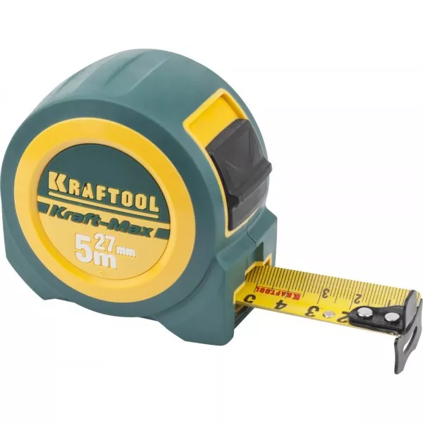 Рулетка KRAFTOOL "Kraft-Max", длинный вылет, нейлон покрытие, упрочненный двухкомп корпус, 5м/27мм 34127-05-27 купить в Ханты-Мансийске