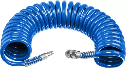 ЗУБР 10 м, 8 х 12 мм, 15 бар, воздушный спиральный шланг с фитингами рапид, Профессионал (6472-10) купить в Ханты-Мансийске