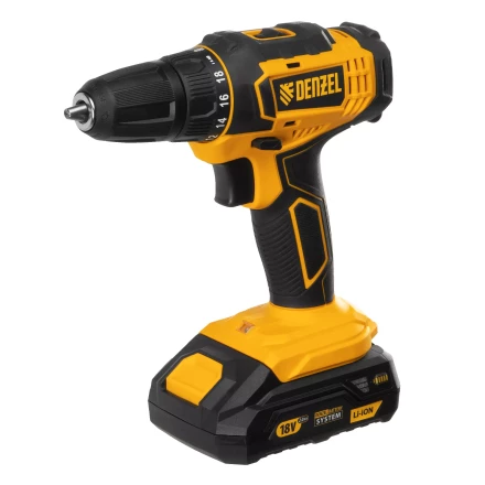 Дрель-шуруповерт аккумуляторная Denzel 26116, CDL-18-02BM, Li-Ion, 18 В, 2 аккумулятор купить в Ханты-Мансийске