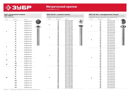 Винт ЗУБР &quot;МАСТЕР&quot; DIN 965, класс прочности 4.8, оцинкованный, M4x60мм, 5кг 303110-04-060 купить в Ханты-Мансийске