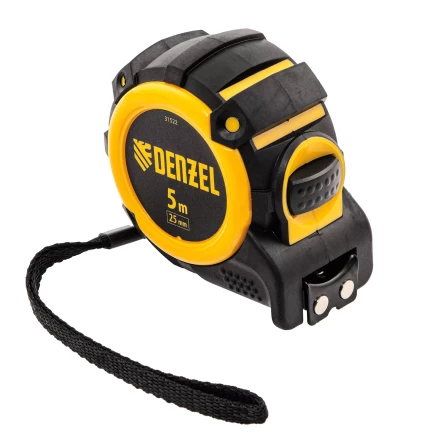 Рулетка Denzel 5м х 25мм, автоматич. фиксац., нейлон. покрытие, магнит. зацеп, двухстор. разметка 31522 купить в Ханты-Мансийске