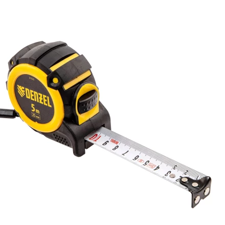 Рулетка Denzel 5м х 25мм, автоматич. фиксац., нейлон. покрытие, магнит. зацеп, двухстор. разметка 31522 купить в Ханты-Мансийске