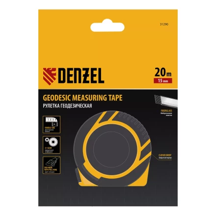 Рулетка геодезическая Denzel 20 м х 15 мм, закрытый корпус, фиберглассовая лента, 31290 купить в Ханты-Мансийске