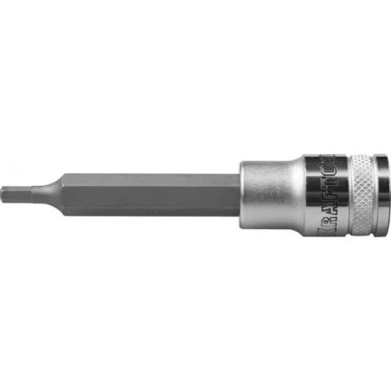 Торцовая бита-головка KRAFTOOL &quot;INDUSTRIE QUALITAT&quot;, удлиненная, материал S2, HEX, сатинированная, 1/2&quot;, H4 27909-04_z01 купить в Ханты-Мансийске