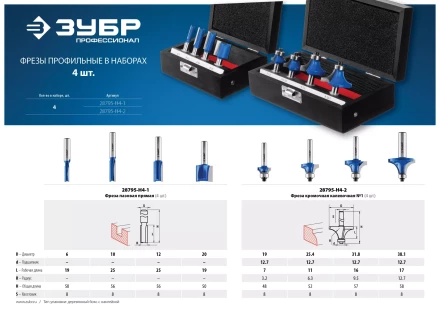 Наборы профильных фрез по дереву серия ПРОФЕССИОНАЛ купить в Ханты-Мансийске