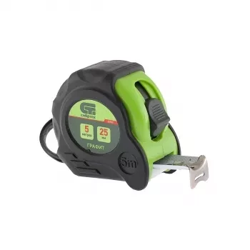 Рулетка Графит, обрезиненный корпус, амортизатор, 5 м х 25 мм  СИБРТЕХ 32532 купить в Ханты-Мансийске