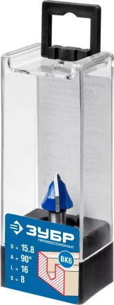 ЗУБР 15.8 x 16 мм, угол 90° мм, фреза пазовая галтельная V-образная, Профессионал (28752-15.8) купить в Ханты-Мансийске