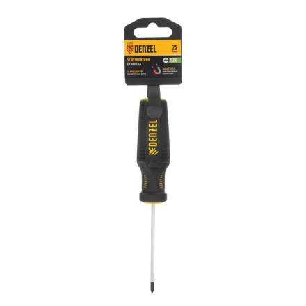 Отвертка PZ0x75 мм, CrV, трехкомпонентная рукоятка Denzel 12203 купить в Ханты-Мансийске