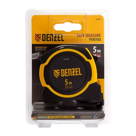 РулеткаDenzel 5м х 19мм, двухкомп. корпус, магнитный обрезиненный зацеп, 31531 купить в Ханты-Мансийске