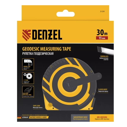 Рулетка геодезическая Denzel 30 м х 15 мм, закрытый корпус, фиберглассовая лента 31291 купить в Ханты-Мансийске