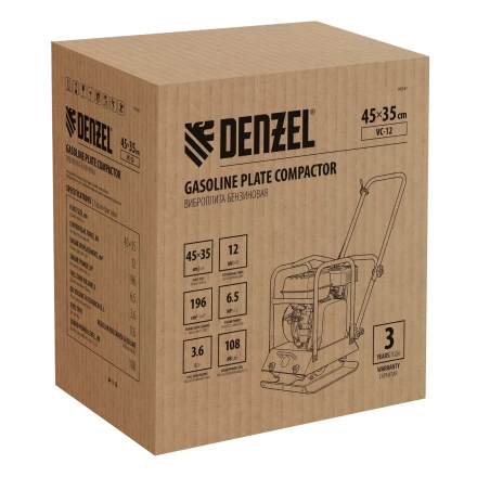 Виброплита бензиновая Denzel VC-12, 12 кН, 45*35 см, 196 см3 купить в Ханты-Мансийске