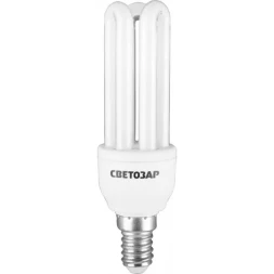 Энергосберегающая лампа СВЕТОЗАР "U-КЛАССИКА"спираль,цоколь E14(миньон),Т2,3U,яркий белый свет(4000К), 8000час,12Вт(60) 44314-12