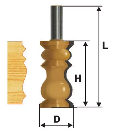 Фреза кромочная фигурная Ф32Х572 мм хвостовик 12 мм 46419 купить в Ханты-Мансийске
